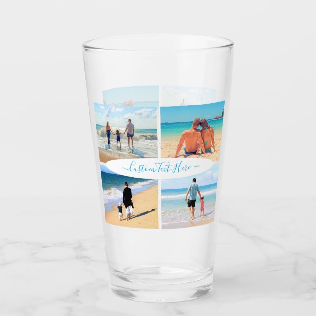Custom Your Photo Collage Glass Gift with Text (Front)
