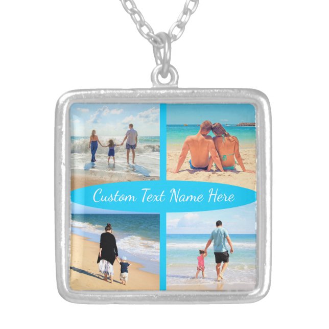 Custom Your Photo Collage Necklace with Text Name (Front)