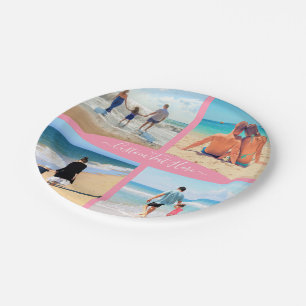 Custom Your Photo Collage Paper Plate with Text