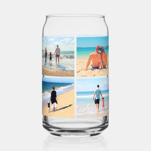 Custom Your Photo Collage Personalized Can Glass (Front)