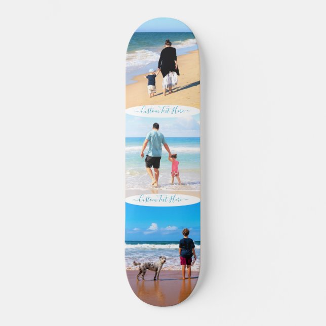 Custom Your Photo Collage Skateboard with Text (Front)