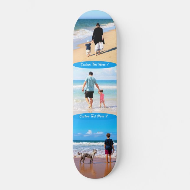 Custom Your Photo Collage Skateboard with Text (Front)