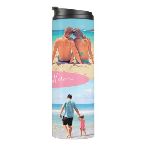 Custom Your Photo Collage Thermal Tumbler and Text