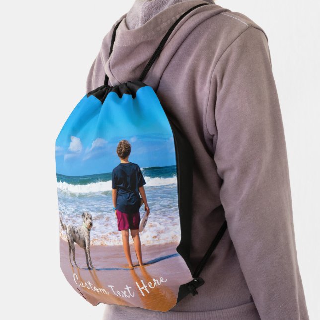 Custom Your Photo Drawstring Bag with Text (Insitu)