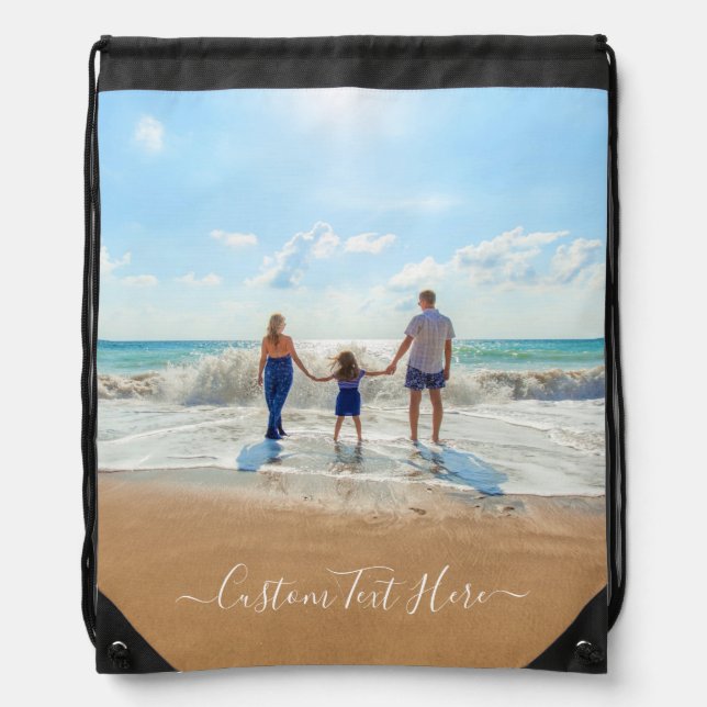 Custom Your Photo Drawstring Bag with Text (Front)