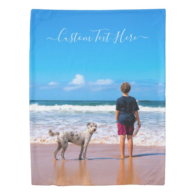 Custom Your Photo Duvet Cover with Text (Front)