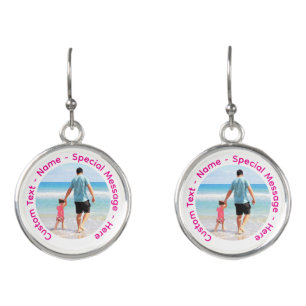 Custom Your Photo Earrings Gift with Text Name