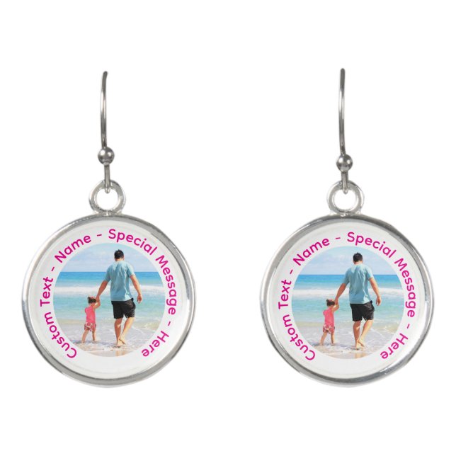 Custom Your Photo Earrings Gift with Text Name (Front)