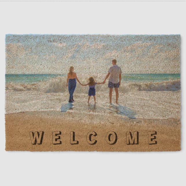 Custom Your Photo Fiber Doormat Welcome Text (Front)
