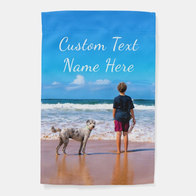 Custom Your Photo Garden Flag with Text (Front)