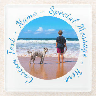Custom Your Photo Glass Coaster with Text Name