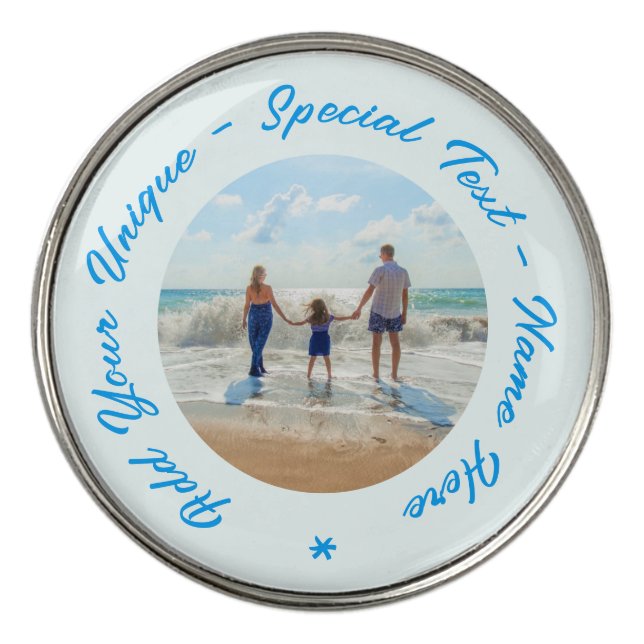 Custom Your Photo Golf Ball Marker with Text (Front)