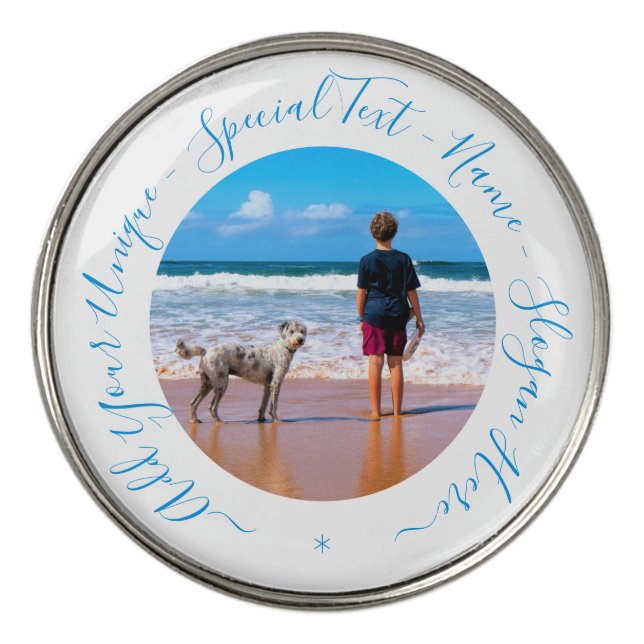Custom Your Photo Golf Ball Marker with Text (Front)