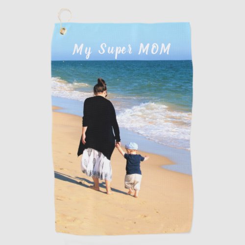 Custom Your Photo Golf Towel with Text _ Super MOM