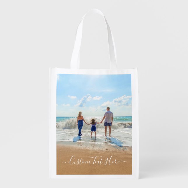 Custom Your Photo Grocery Bag with Text (Front)