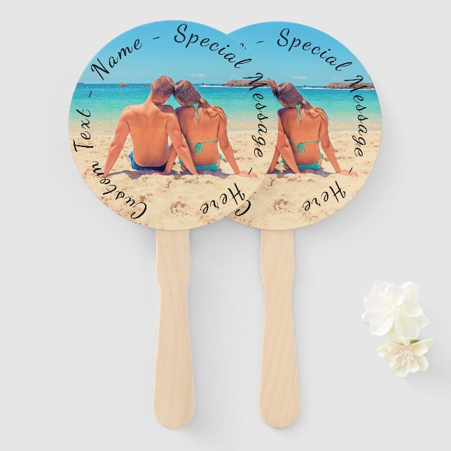 Custom Your Photo Hand Fan with Text Name (Front and Back)