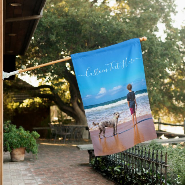 Custom Your Photo House Flag with Text Name (In SItu)