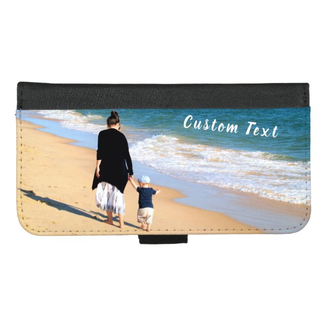Custom Your Photo iPhone Wallet Case with Text (Front (Horizontal))