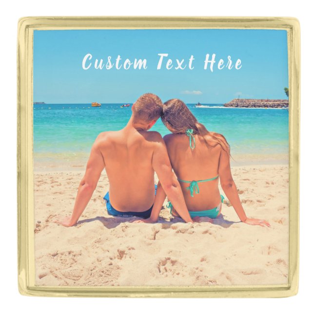Custom Your Photo Lapel Pin Gift with Text (Front)