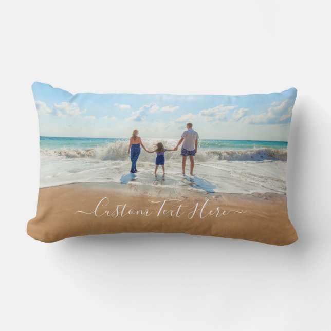 Custom Your Photo Lumbar Pillow with Text (Front)