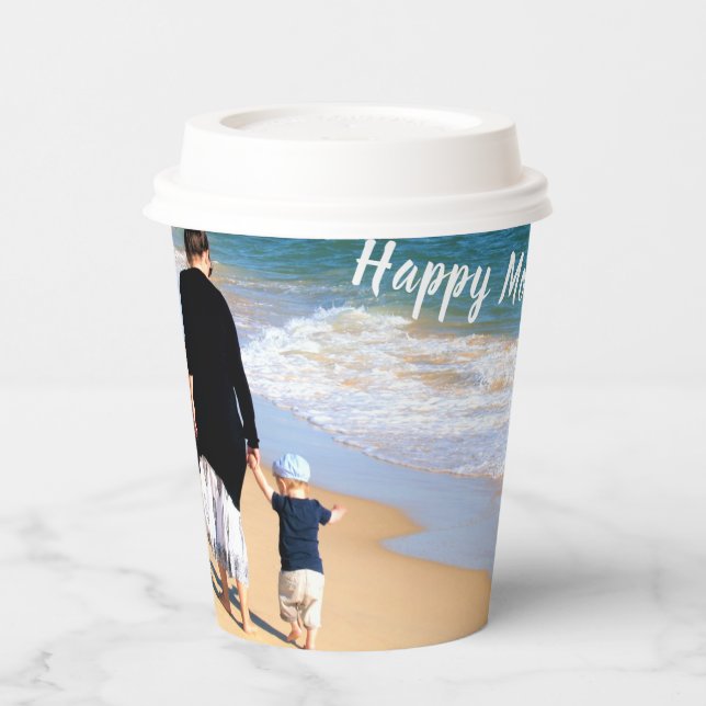 Custom Your Photo Mother's Day Paper Cups and Text (Left)