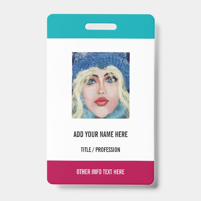 Custom Your Photo or Logo Text Name Business Badge (Front)