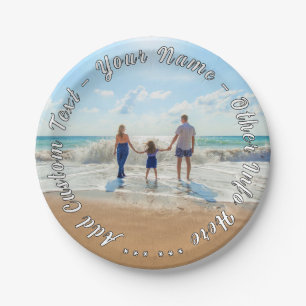 Custom Your Photo Paper Plates Personalized Text