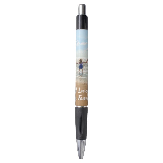 Custom Your Photo Pen Gift Text - I Love My Family (Front Vertical)