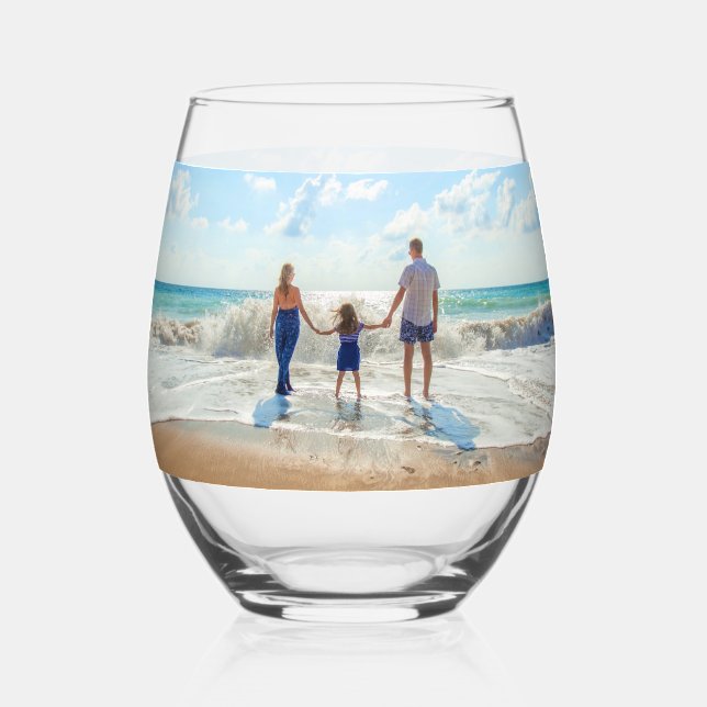 Custom Your Photo Personalized Gift Stemless Wine Glass (Front)