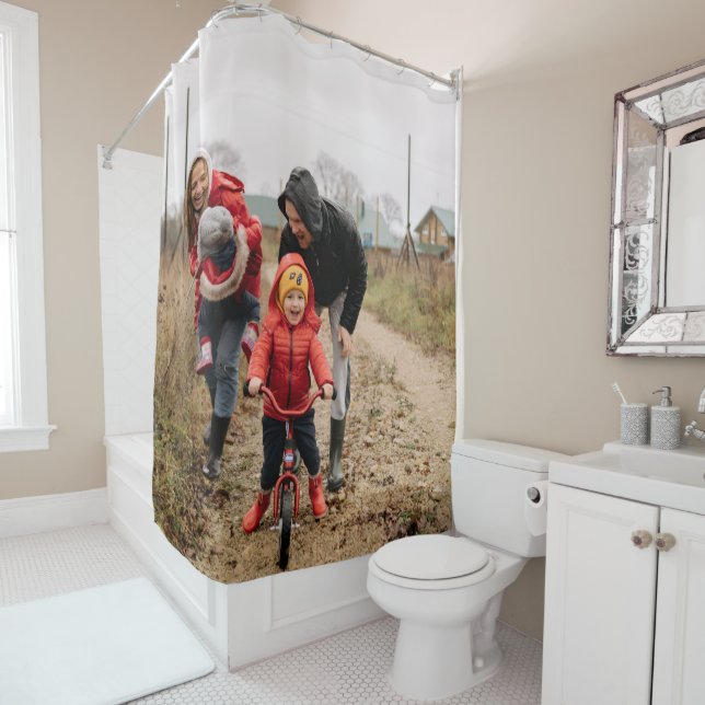 Custom Your Photo Personalized Image Christmas Shower Curtain (In Situ)