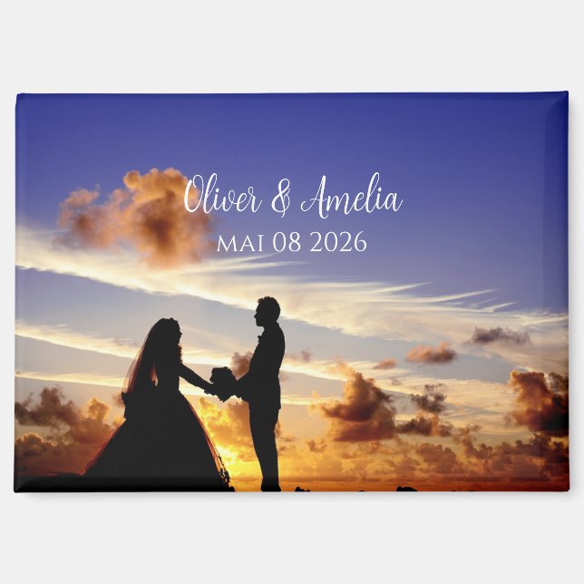 custom your photo personalized name wedding magnet (Front)