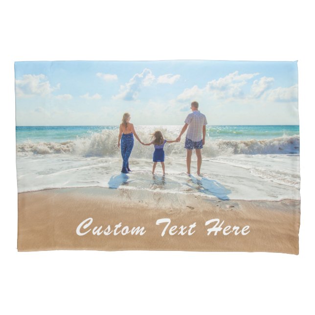 Custom Your Photo Pillow Case with Text Name (Front)
