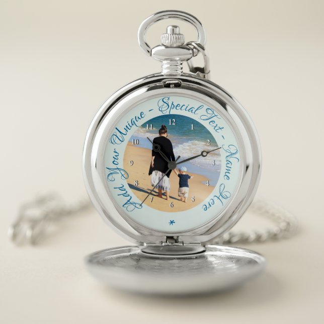 Custom Your Photo Pocket Watch Gift with Text (Inside)