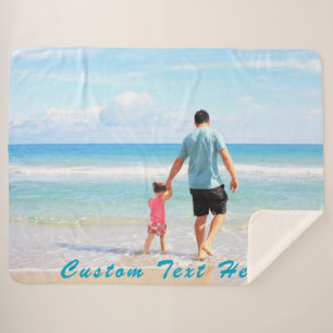 Custom Your Photo Sherpa Blanket with Text