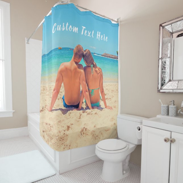 Custom Your Photo Shower Curtain with Text (In Situ)