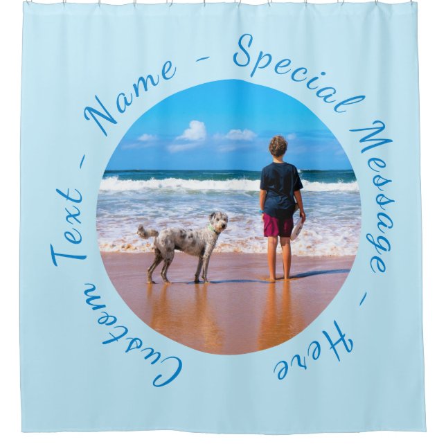 Custom Your Photo Shower Curtain with Text (Front)