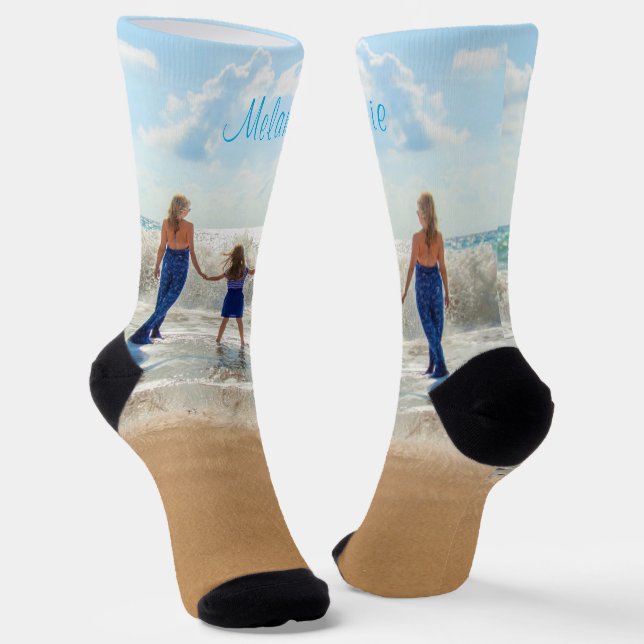 Custom Your Photo Socks with Name Text (Angled)