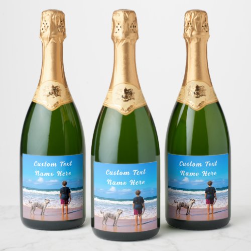 Custom Your Photo Sparkling Wine Label with Text
