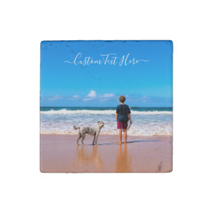 Custom Your Photo Stone Magnet Gift with Text