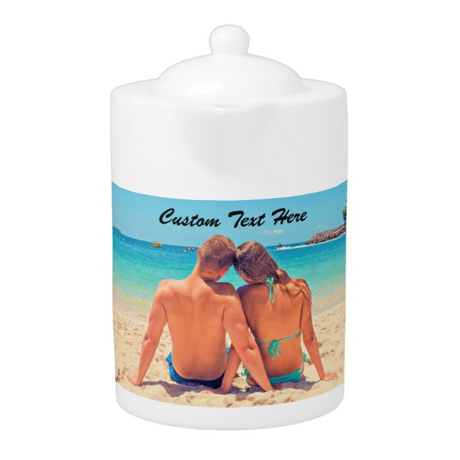 Custom Your Photo Teapot Gift Personalized Text (Front)