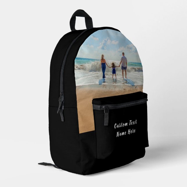 Custom Your Photo Text Backpack - Choose Colors (Back Corner Left)