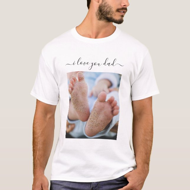 Custom Your Photo Text Father's T-Shirt Gift (Front)