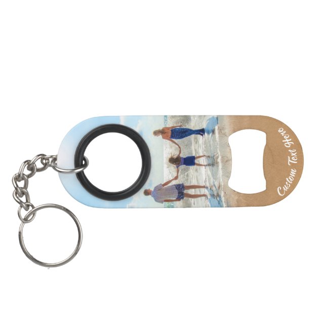 Custom Your Photo Text Keychain Bottle Opener Gift (Back Horizontal)