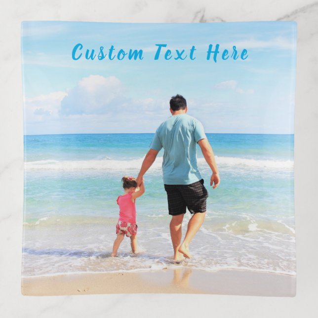 Custom Your Photo Trinket Tray Personalized Text (Front)