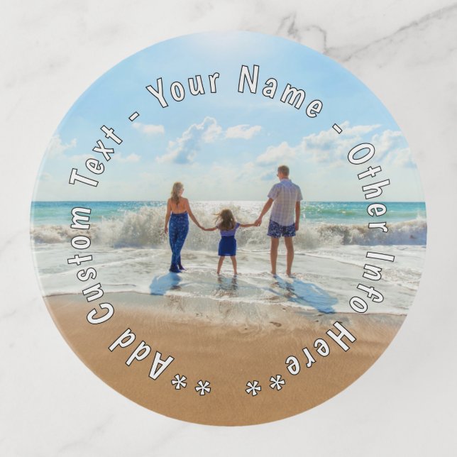 Custom Your Photo Trinket Tray Personalized Text (Front)