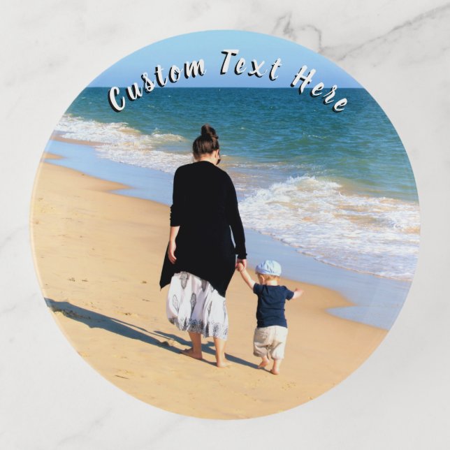 Custom Your Photo Trinket Tray with Text (Front)