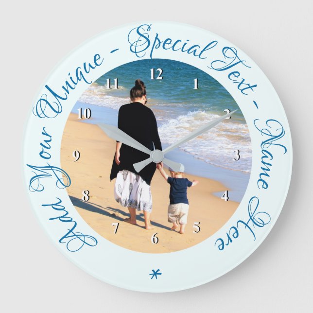 Custom Your Photo Wall Clock Personalized Text (Front)