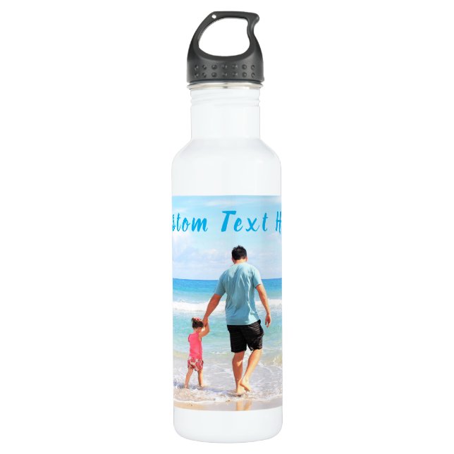 Custom Your Photo Water Bottle with Text (Front)