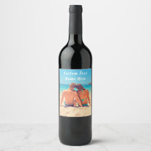 Custom Your Photo Wine Bottle Labels and Text Name
