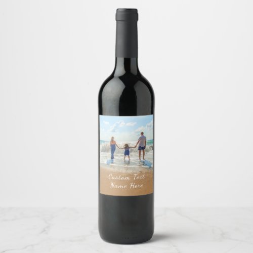 Custom Your Photo Wine Label with Text Name